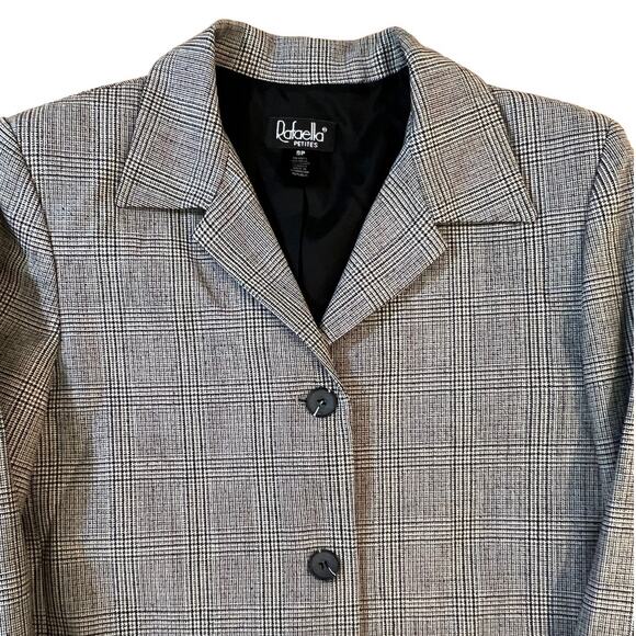Rafaella Petites Glen Plaid Wool Blend Blazer Brown Black Check Stretch 8P NWT - Picture 6 of 14